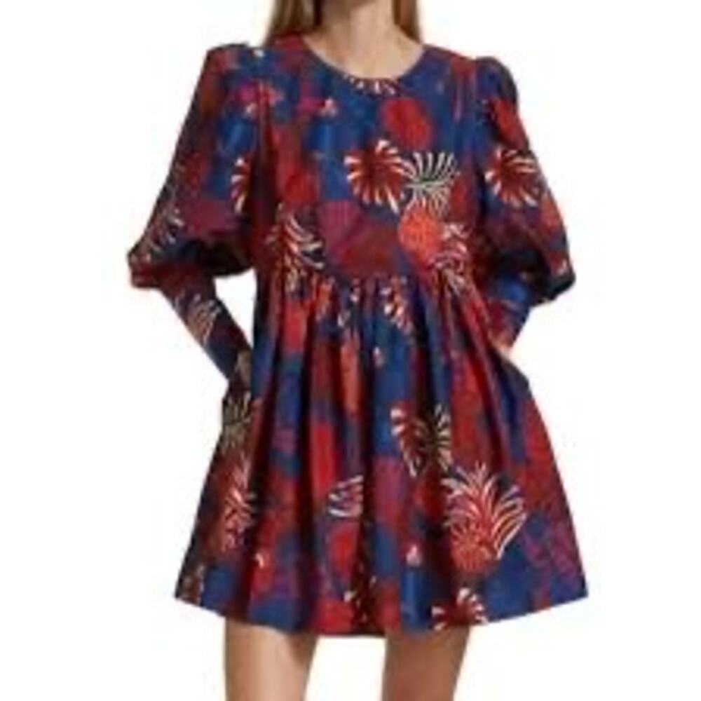 SOLD Animals Tapestry Mini Dress Long Sleeve Women’s Size M Cotton Multi
